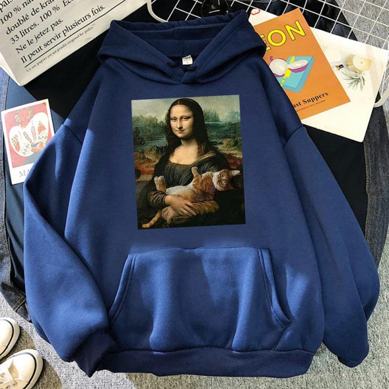 T Shirts Mona Lisa Hugging Cat Kawaii hoodie