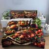BBQ Pattern Bedding Set Pillowcases and Duvet Cover (1* Duvet Cover, 2* Pillowcases, Filling Not Included)