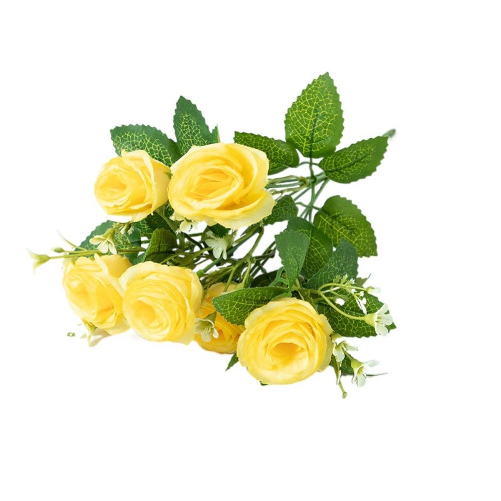 

3pcs Exquisite Rose Flowers Bouquet 6 Heads Artificial Plants Home Decor Fake Flowers Bedroom жёлтый