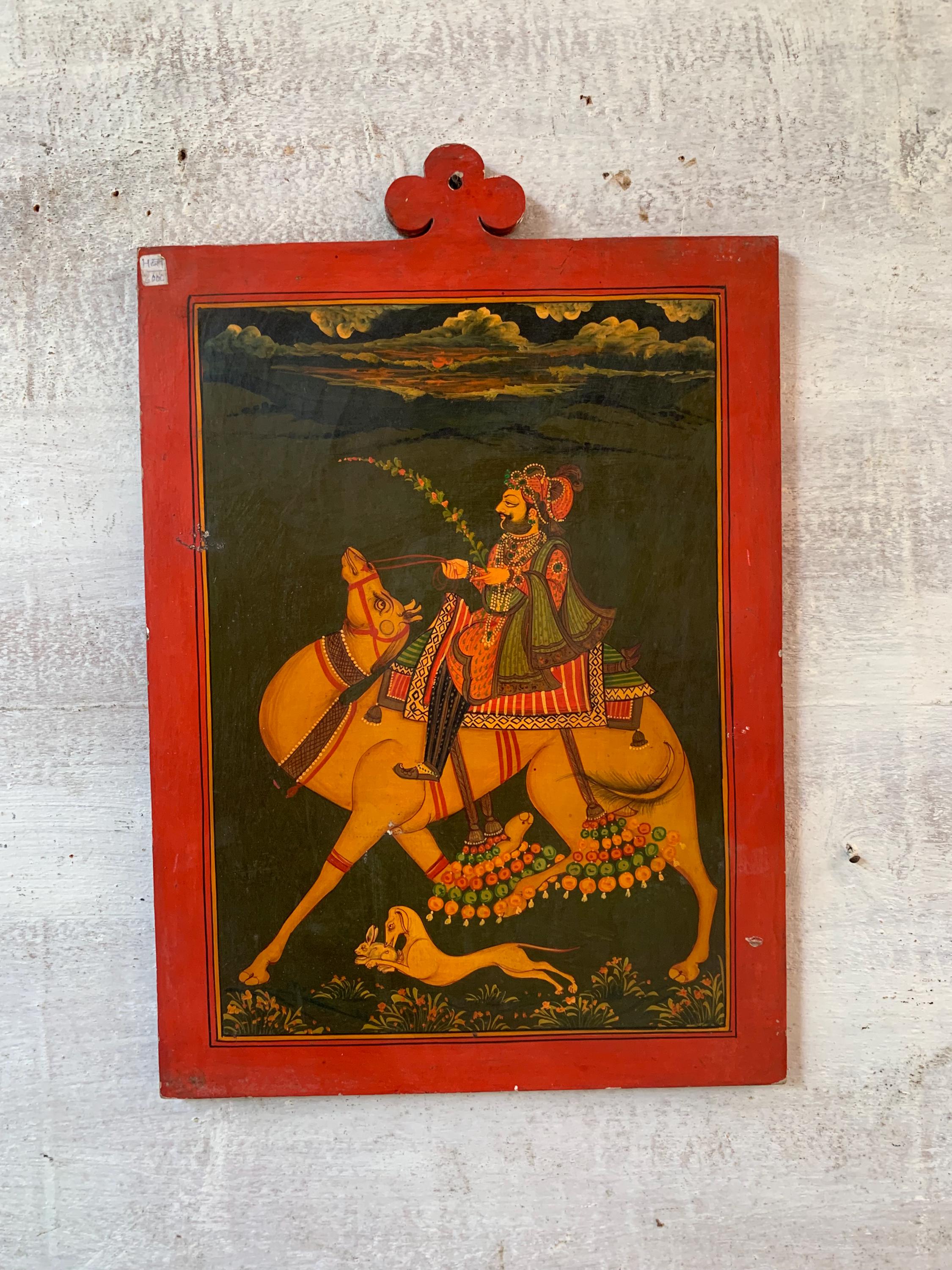 Indian Mughal Badshah Camel Handmade Miniature Painting Wall Decor Art Wall Hanging Plate 16” X 8” X 24” (l x w x h) разноцветный