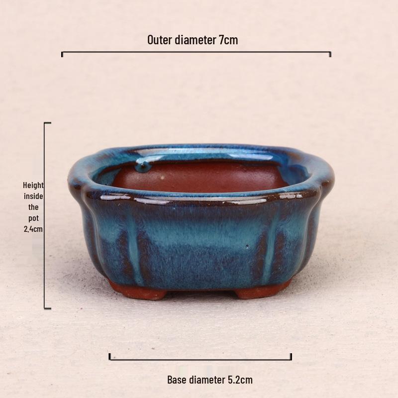 Zisha Ceramic Palm-Sized Succulent Pot for Living Room or Office, Breathable Bonsai Planter