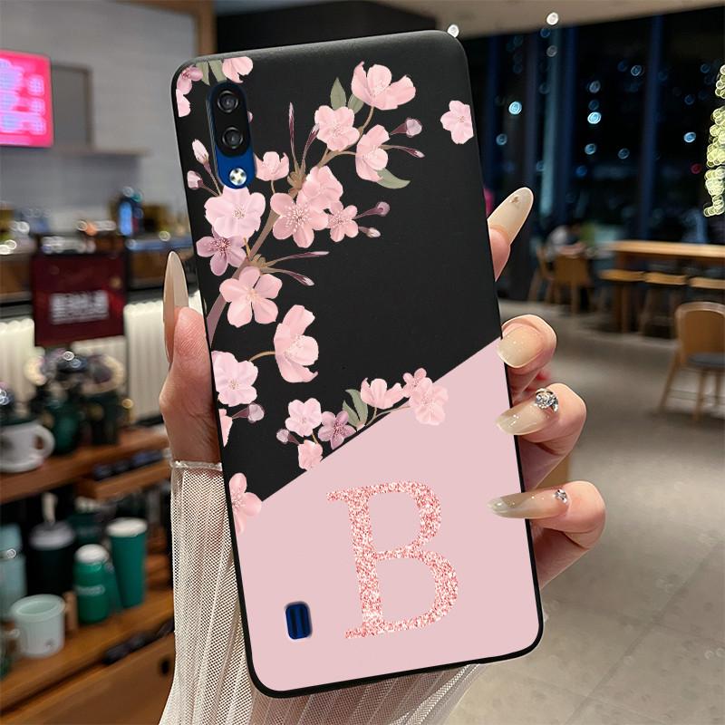 

Black Case For ZTE Blade A5 2020/Blade A51 Lite Beautiful Flower Initial Letter Phone Casing Soft Silicone Protective Back Cover ZTE Blade A5 2020
