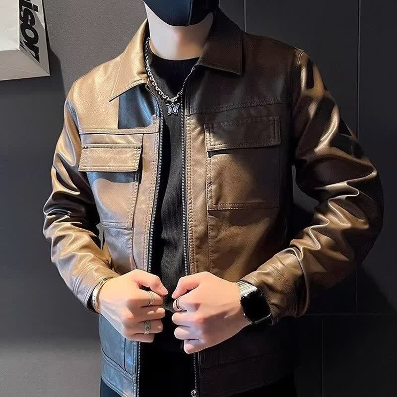 Spring and Autumn Jacket Men's trendy retro washed old black denim jacket trendy handsome short slim fit