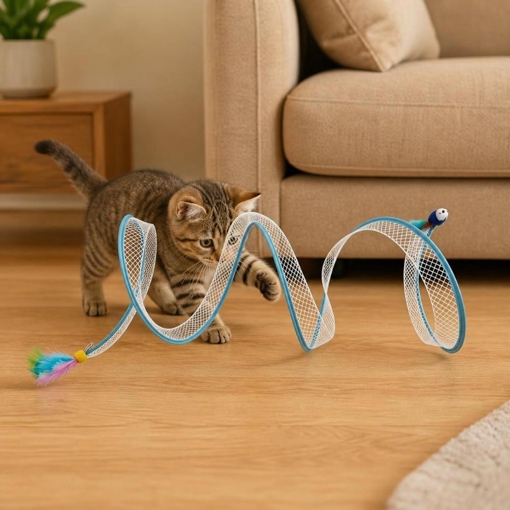 Portable Cat Tunnel Tube Elastic Interactive Cat Toy Cat Spring Mouse Tunnel Indoor Outdoor Use