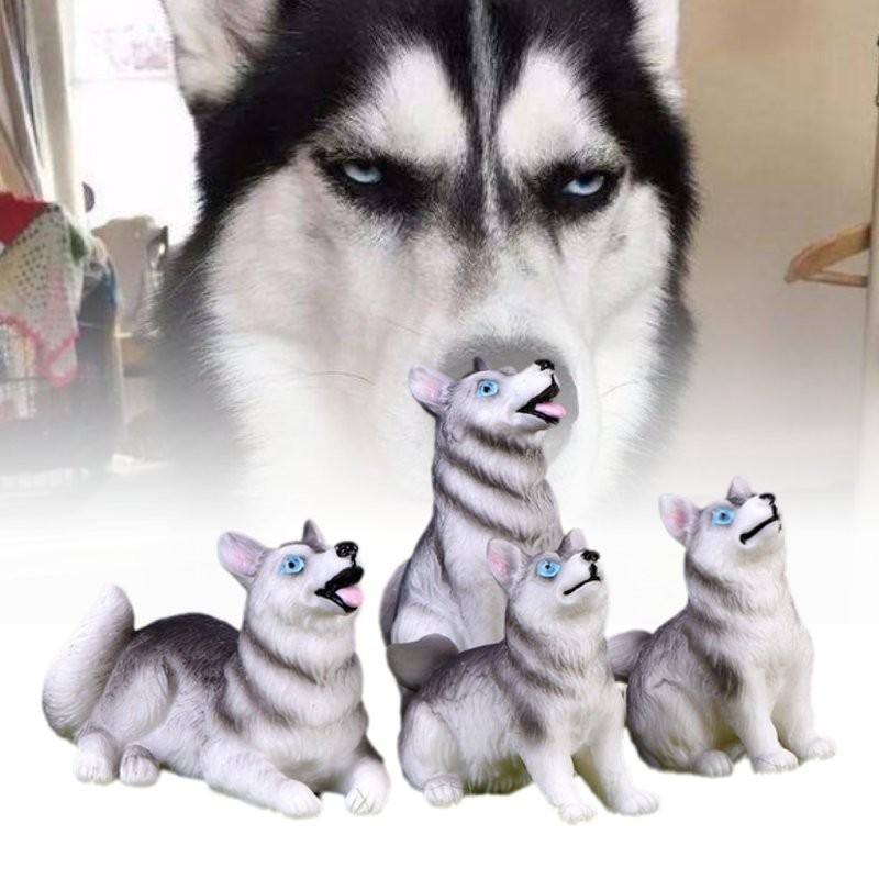 Charming Husky Puppy Resin Sculpture Cute Animal Decoration For Plant Terrarium