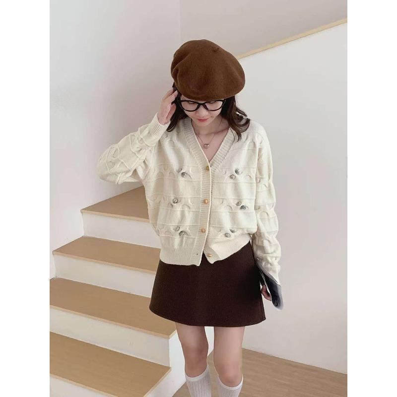 Casual Versatile Loose Short Sweater Jacket Women's Spring and Autumn New Fashion Loose Knitted Cardigan Top Trendy