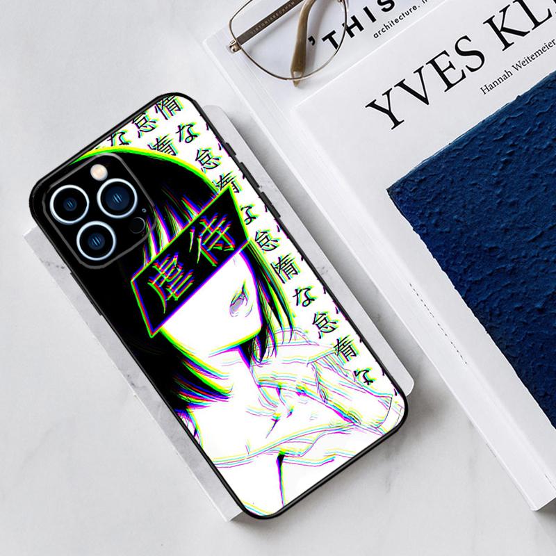 

Sad Japanese Anime Case For iPhone 17 Air 15 14 13 12 11 16 Pro Max Mini 16 15 Plus 16e Funda Silicone Cover iPhone 12 Pro