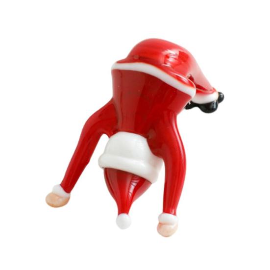 Yousheng Santa Claus Yoga Glass Ornament Desktop Art Figurine Healthy Humorous Holiday Decor Glass Art Ornament