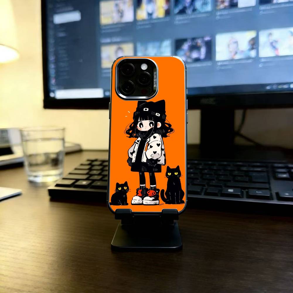 Kawaii Illustration Phone Case For iPhone 17,16,15,14,13,12,11 Plus,Pro Max,XS,Colorful Silver Phone case Funda Cover