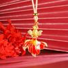 Ancient Micro-paved Red Goldfish Vintage Color High-end Jewelry Necklace Pendant