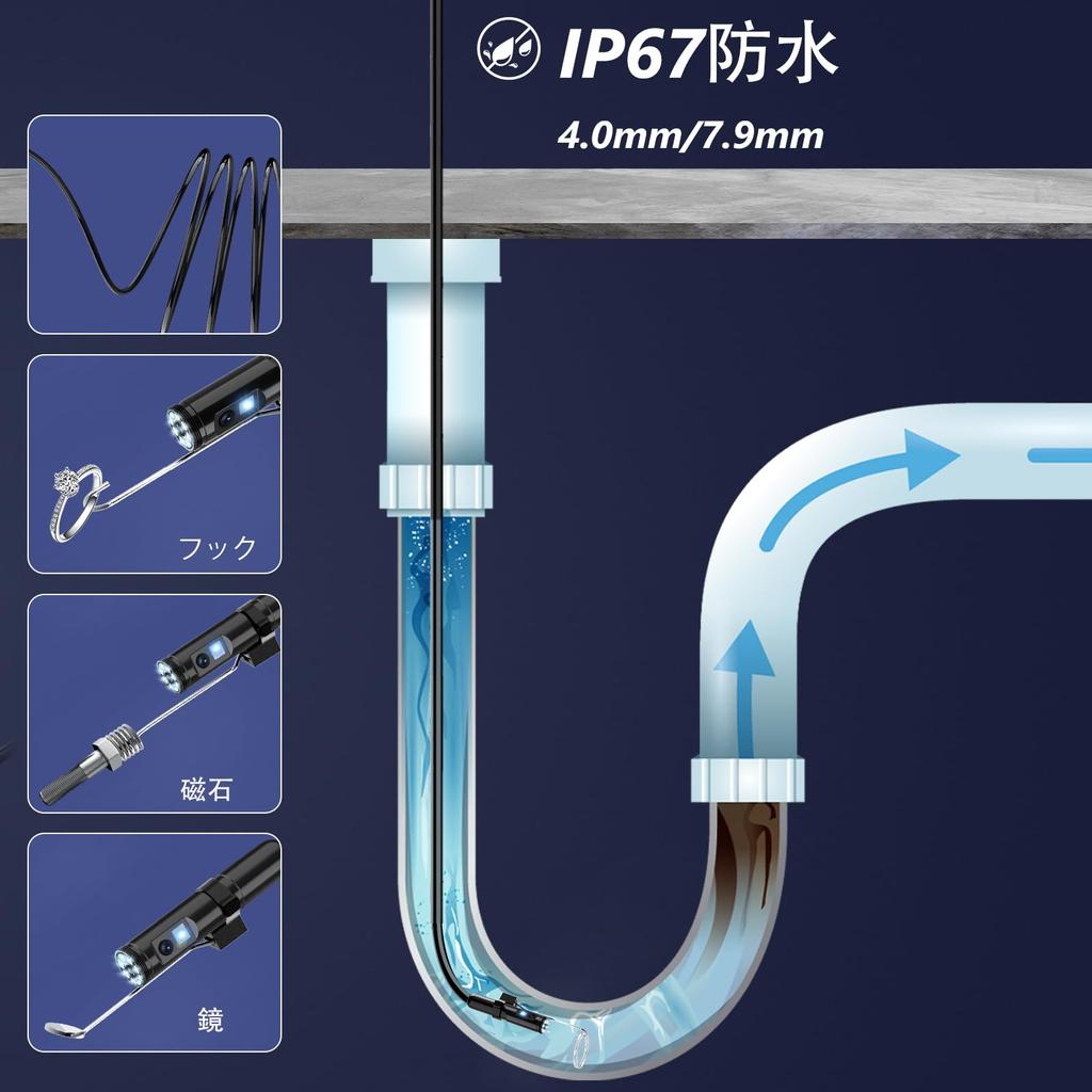Ennovor Fiberscope 1920P Scope Endoscope Dual Camera IP67 Waterproof Endoscope Camera USB Lightning Connection Microscope No Charging Required No WIFI