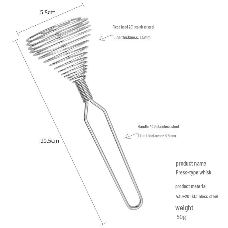 Frusta a Molla in Acciaio Inossidabile 430 per Uova, Panna e Impasti