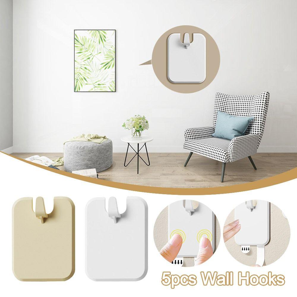 5Pcs Durable Self Adhesive Photo Frame Hook Waterproof Strong Storage Hanger Bathroom Hook Home & Living