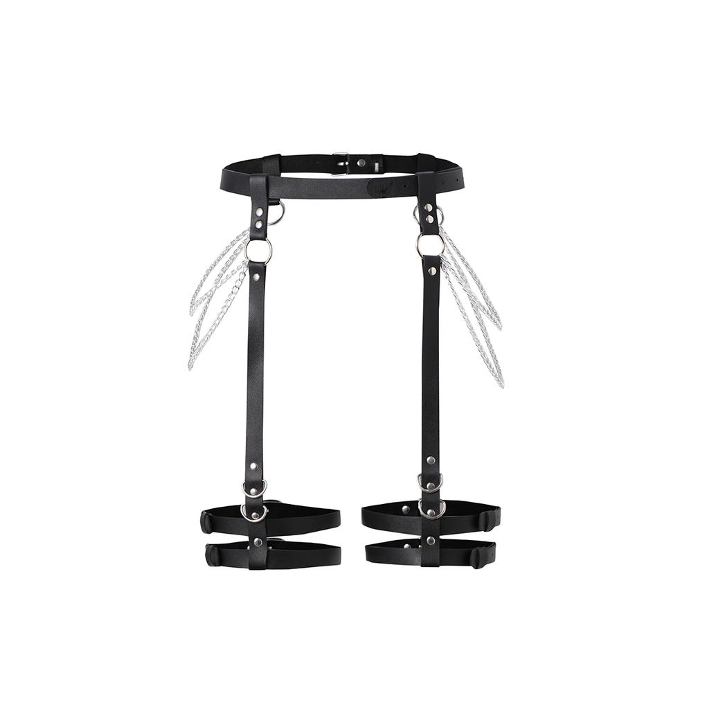 1pc Women's Belt with Chains Fashion  Chain PU Leather Belt Halloween Accessories Belt Adjustable Dress Goth Chains