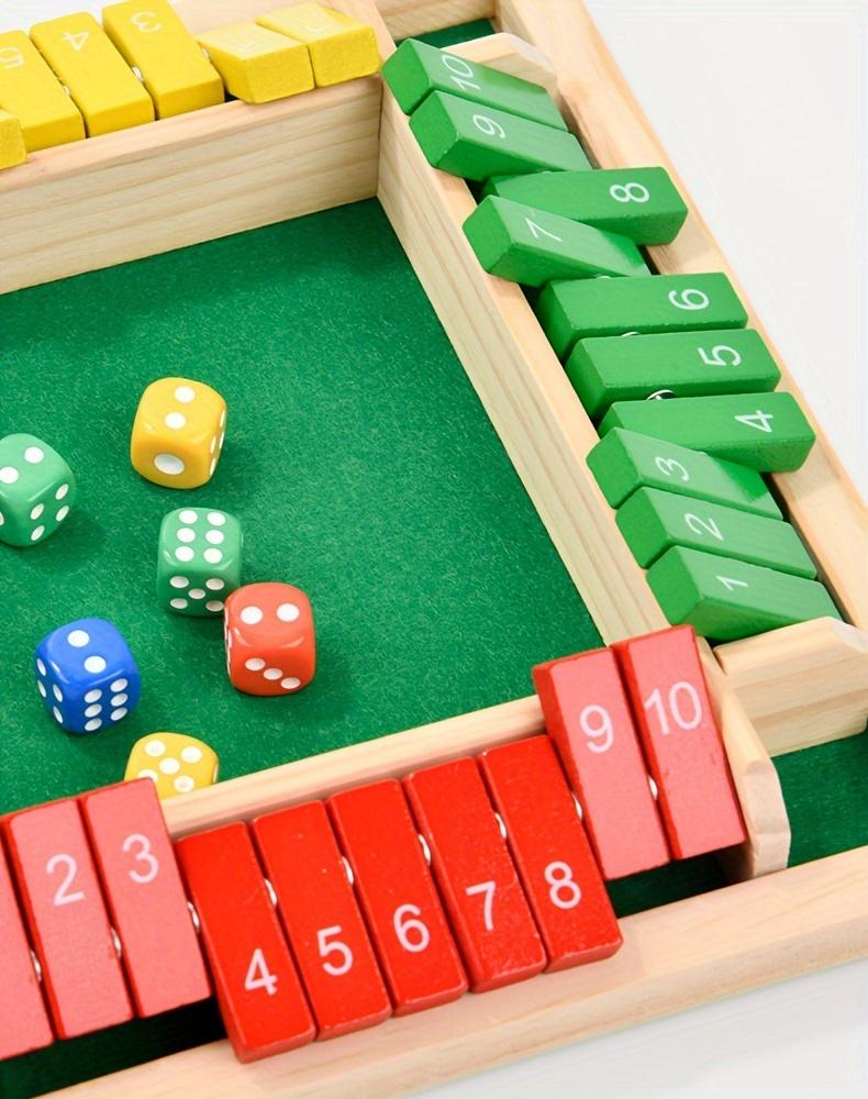 Colorful Wooden Four-Sided Number Folding Board Game Interactive Dice Card Game for Toddlers, Develops Fine Motor Skills Cognitive Abilities,