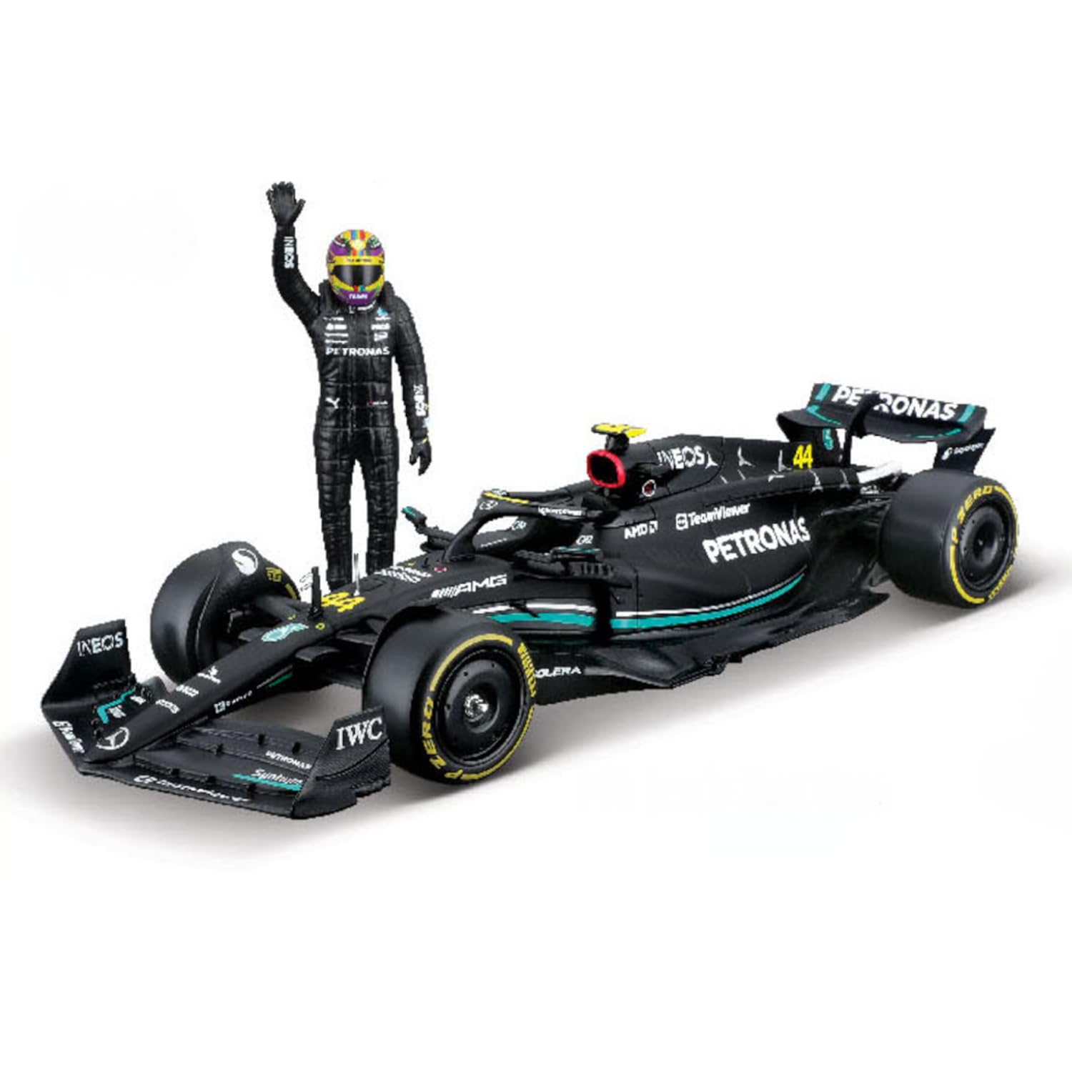 

Bburago Модель 2023 года Масштаб F1 Petronas W14 E Performance с фигуркой Льюиса Хэмилтона Гоночный спортивный автомобиль Миниатюрная литая модель автомобиля 1/24 Mercedes-AMG #44 /