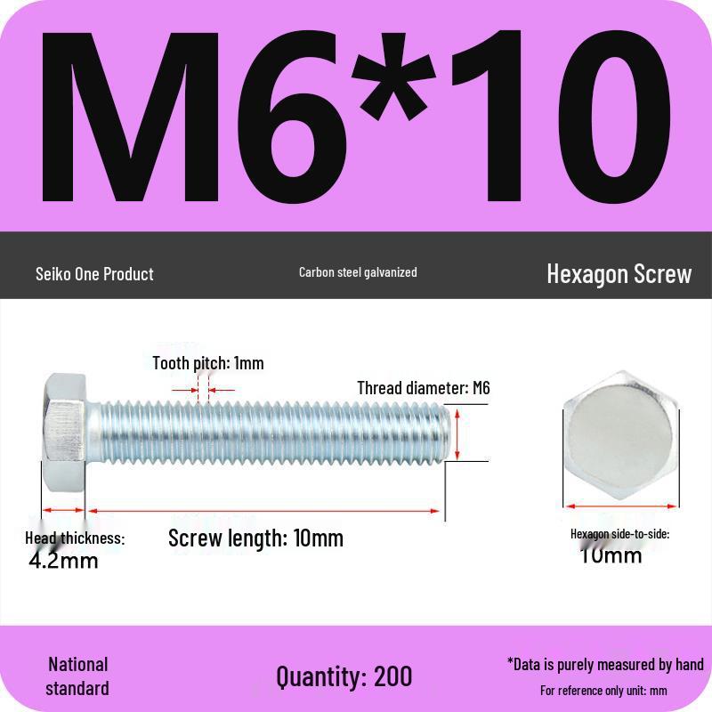 8.8 Grade Galvanized Hex Head Bolt, High-Strength M4-M30