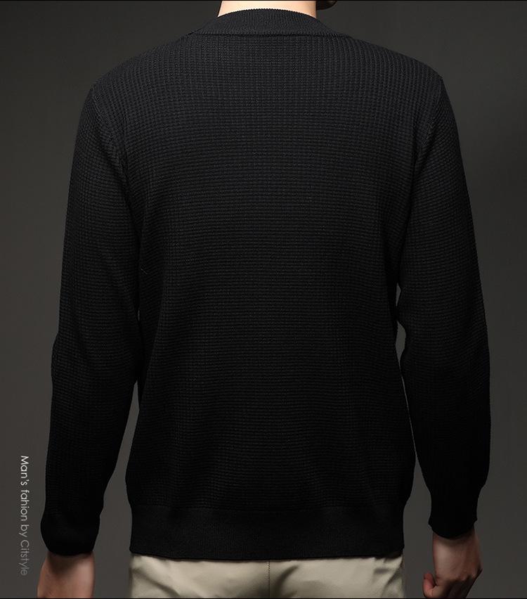 Men's Douyin Bestseller Autumn/Winter Knitwear: Trendy Round Neck Solid Color Jacquard Thick Sweater