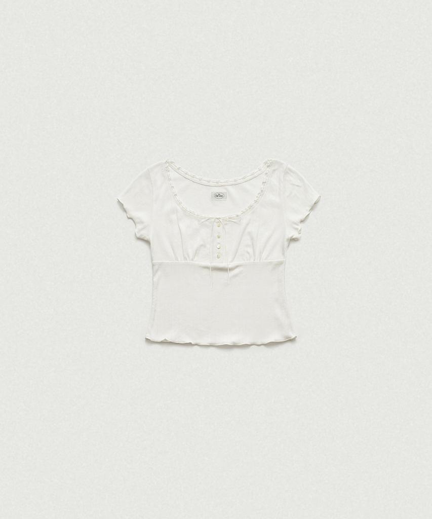 Deobanes Cotton Eyelet Button Top_White