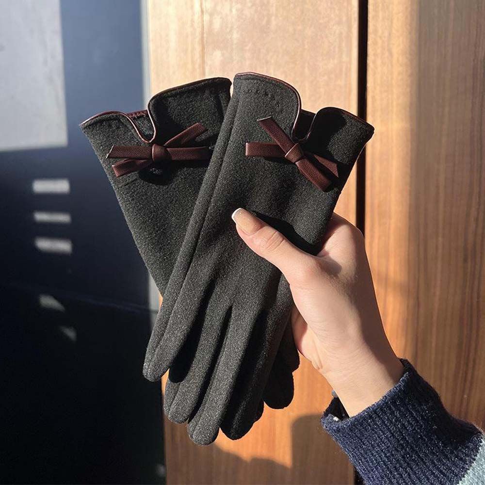 Bowknot  Five Fingers Windproof Non-slip Gloves Women Winter Gloves Women Finger Gloves
