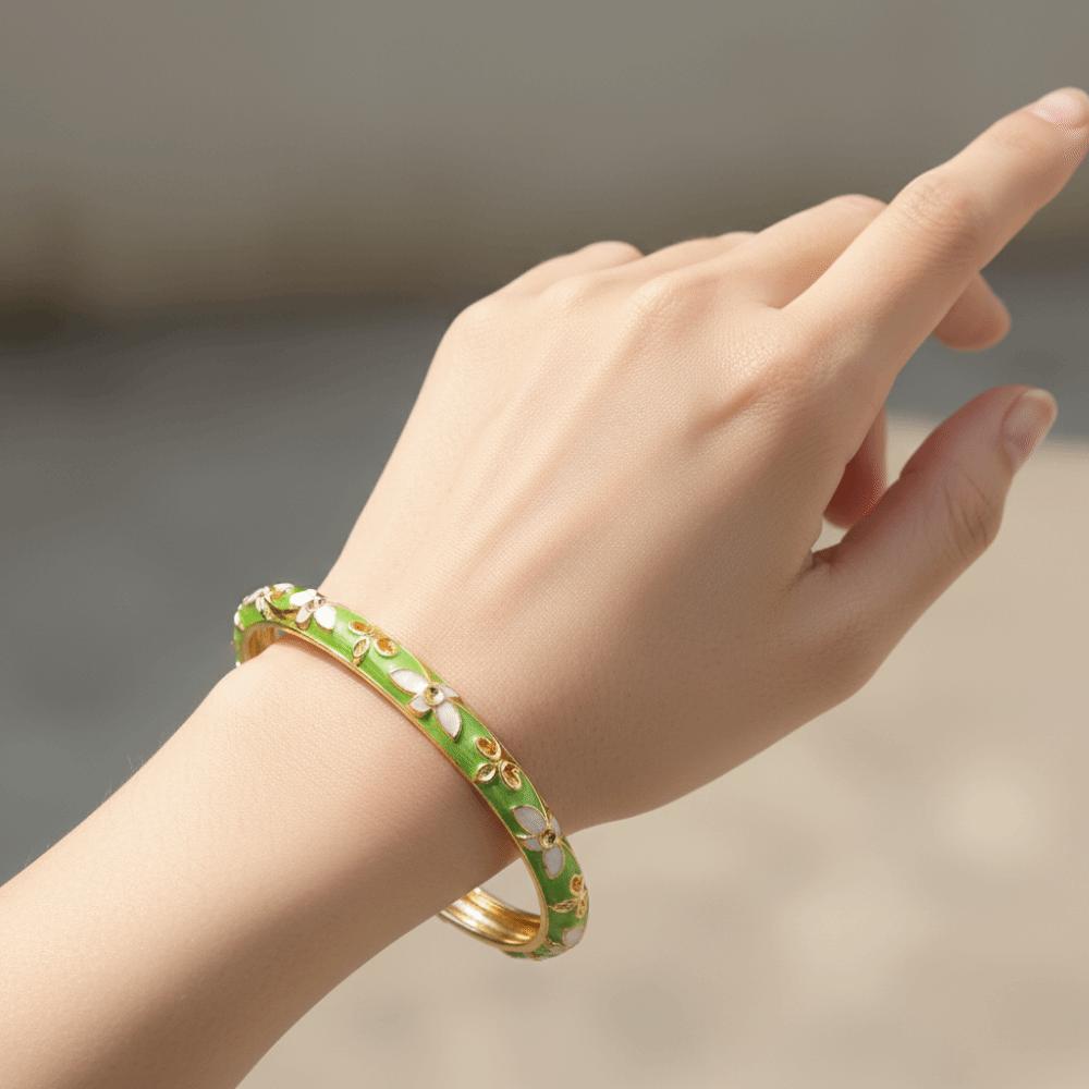 Traditionelles Chinesisches Blumenarmband Emaille Damen Handarmband Geschenke für Frauen Mädchen