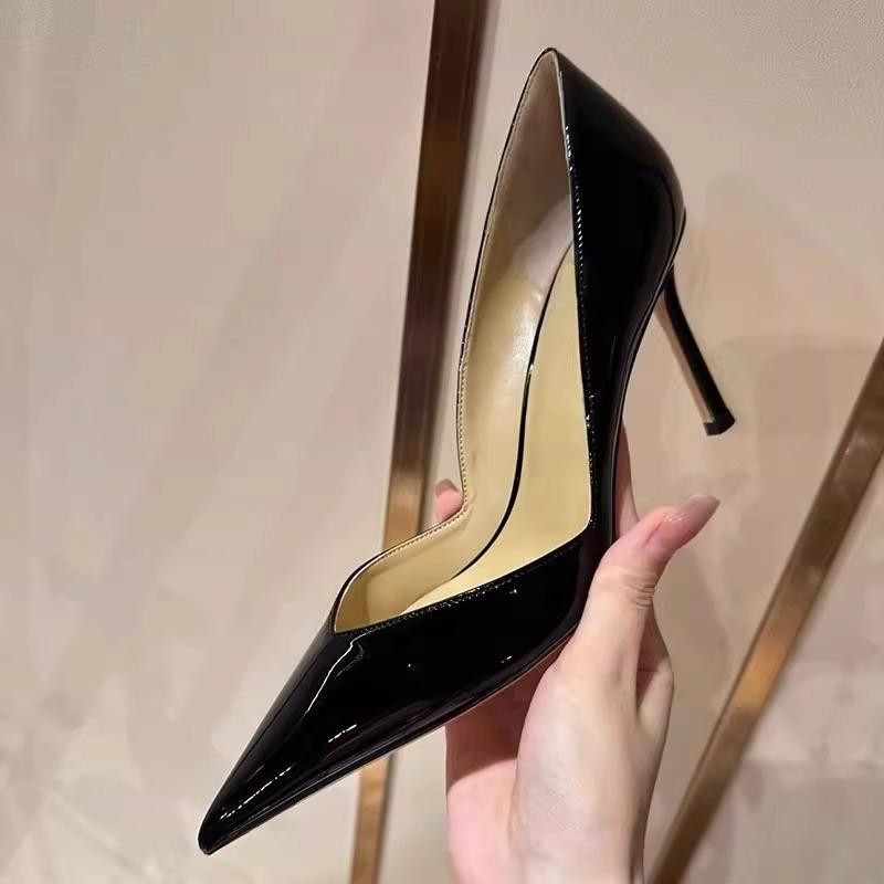Fashion Women's Fall New Thin Heel Shoes Fashion Pointy Toe Shallow Mouth Slip-off Anti-slip Wear-resistant High Heels