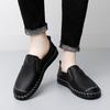 Men Brown Slip on Moccasins Hiking Shoes Black Flats Driving Shoes Blue Handmade Casual Wide Head Shoes Plus Size