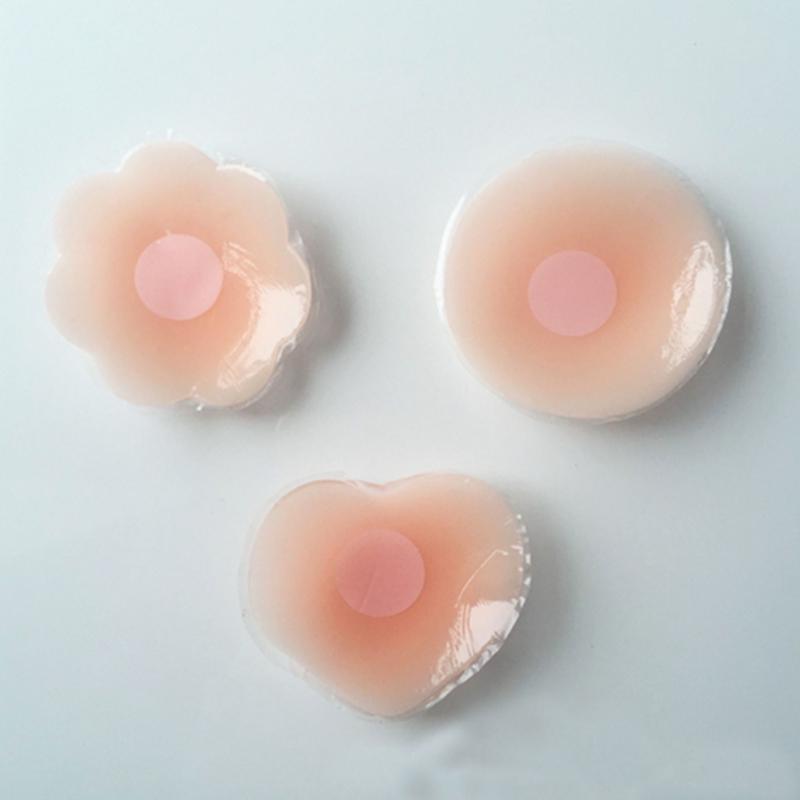 1pair Reusable Soft Silicone Round Petal Invisible Nipple Cover Pad Pasties Adhesive Nude Bra
