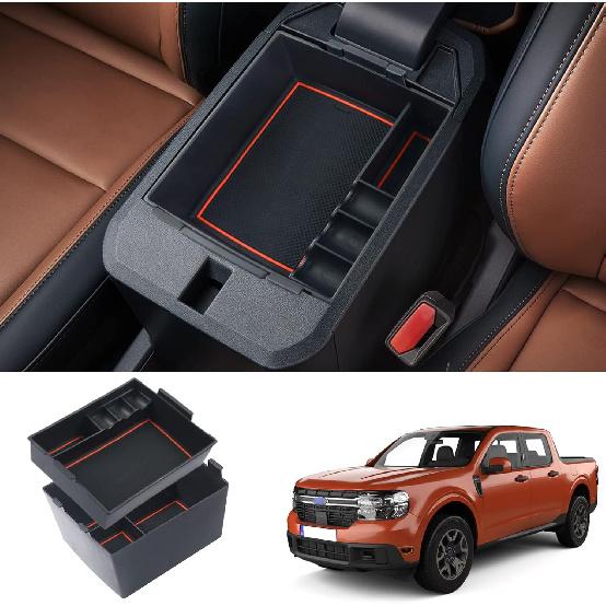 Double Layer, 2022-2025 2026 Maverick Center Console Organizer for Ford Maverick (XL/XLT/Lariat/Tremor/Lobo), Durable ABS Plastic Console Tray Insert