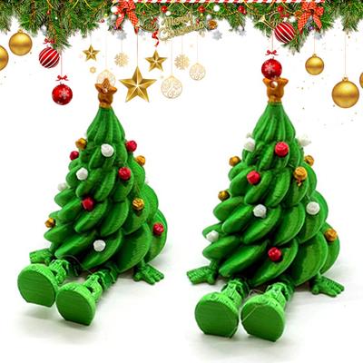 Articulated Christmas Tree Shelf Sitter 3D Printed Christmas Tree Desktop Figurine with Movable Joints Cute Holiday Desk Decor for Room Office