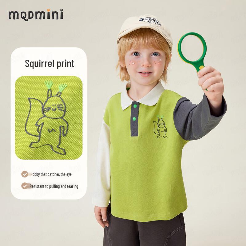MQDMINI Boys' Long Sleeve Contrast Polo T-Shirt