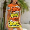Lustiges Cartoon-Tierbuchstaben-Print-Kleid Damen Kurzarm Schlafanzugkleider Locker sitzendes T-Shirt Nachtwäsche Hauskleidung Nachthemd Loungewear