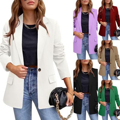 Herbst und Winter Langarm Slim Fit Anzugjacke Damen Eleganter Reverskragen Lose Mäntel Damen Casual Solide Übergrößen Jacken Damenbekleidung 25129