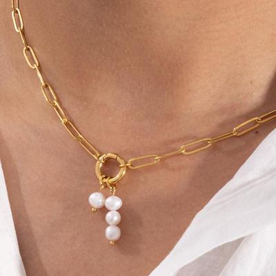 316L Stainless Steel Pearl Pendant Necklaces Fashion Niche Creative Waterproof Birthday Jewelry Gifts EL0030
