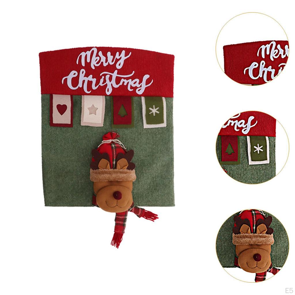 Christmas Back Chair Cover Protection Washable Sturdy Dining Decoration for Festival
