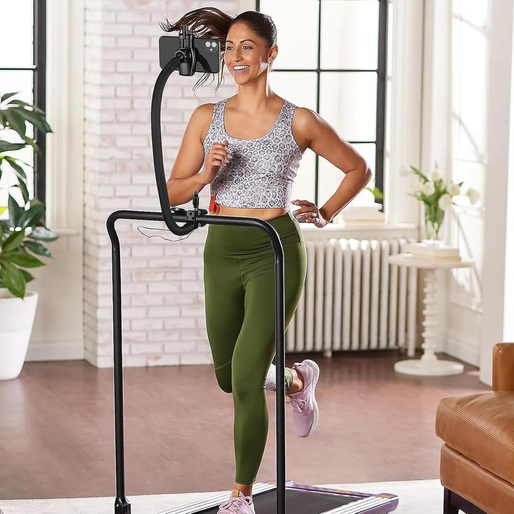 Gooseneck Phone Holder For Mic Stand/Music Stand/Stroller/Treadmill/Spin Bike/Exercise Bicycle,50 Cm Long Flexible Gooseneck Arm Super Crab Clamp