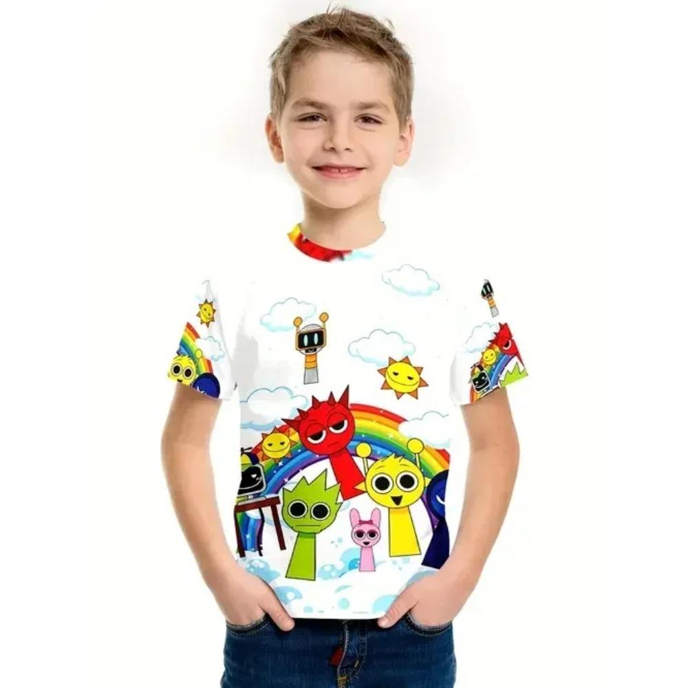 Children's Fun and Bizarre 3D Digital Printed Boys' Personalized Round Neck Short Sleeved T-shirt