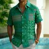 Men's Fashion Ethnic Print Short Sleeve Button Down Shirt Trendy Summer Style For Vacation Party Gathering Daily Commute