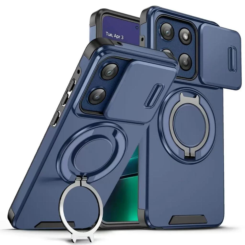 Shockproof Magnetic Phone Case for Motorola Moto G 5G G Stylus Power Play 5G 2025 Slide Camera Lens Ring Stand Protect Cover
