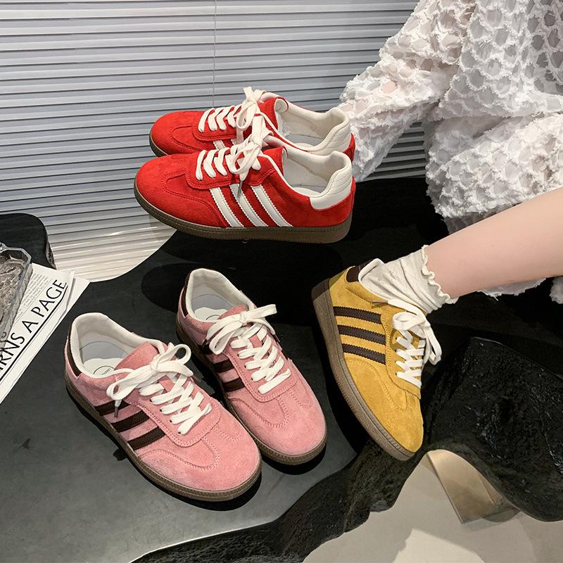 Lightweight Red Platform German Training Shoes Women's Spring 2025 New Flat-soled Lace-up Sports and Leisure Shoes Board Shoes