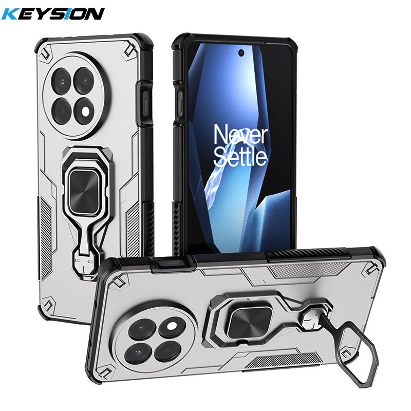 KEYSION Shockproof Case for OnePlus 13R 5G Soft Silicone+PC Upright Metal Ring Stand Phone Back Cover for OnePlus 1+Ace 5 Pro 5G