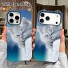 Phone Case: 2D Flat Design Suitable for iPhone 18, 17, 16, 15, 14, 13 Pro Film Protective Case, Couple Style, Silver and White Kitten, Christmas and H