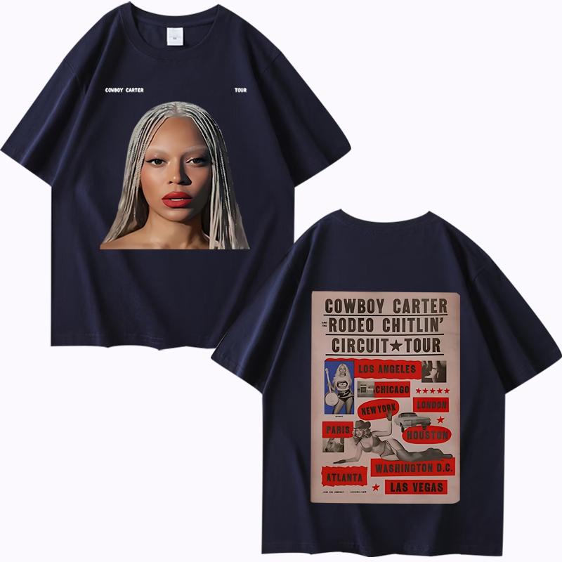 Beyoncé Cowboy Carter Tour 2025 TShirt Men Women Oversized 100% Cotton Hot Sale Short Sleeve Summer Print Unisex Plus Size Tops