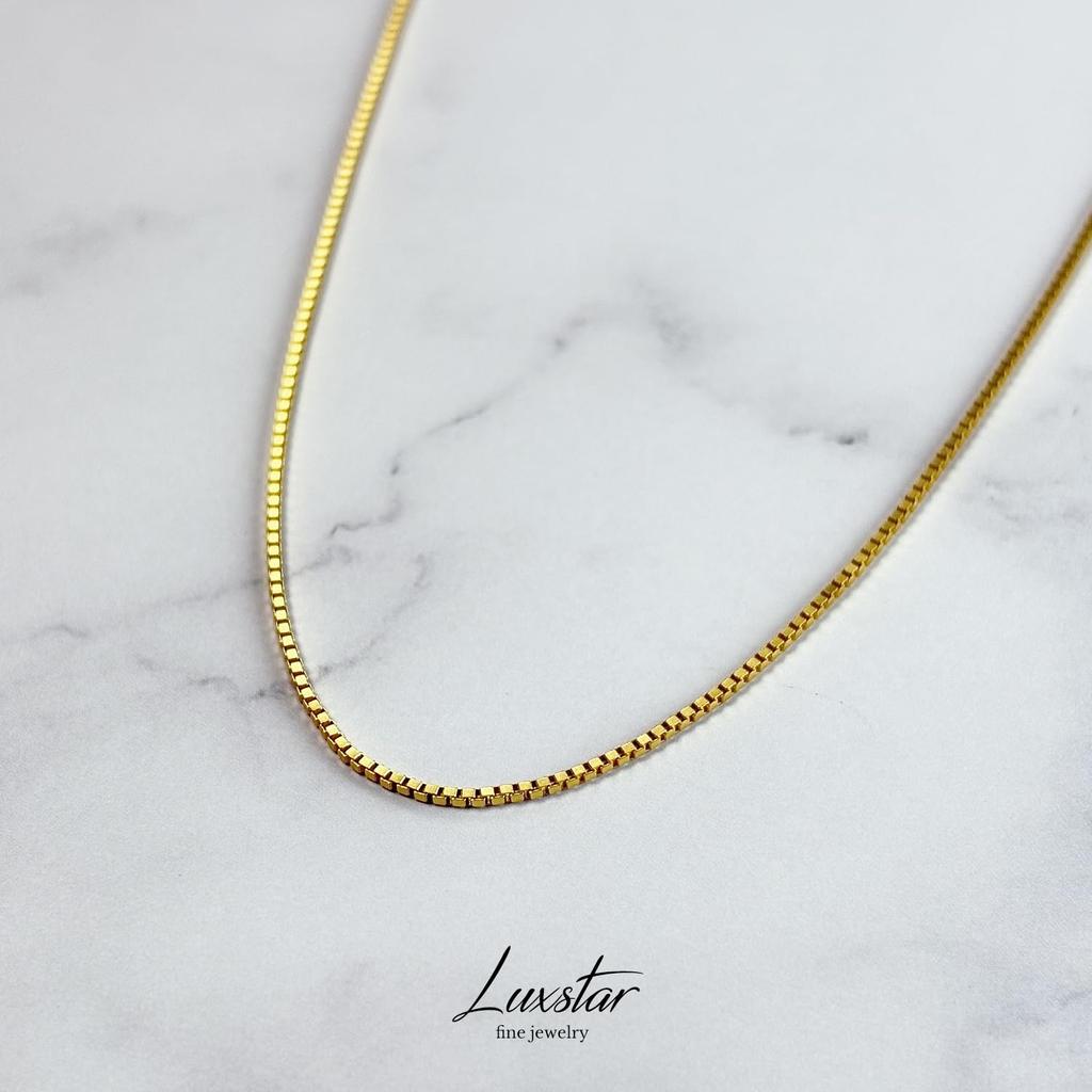 [LUXSTAR] Venetian Chain Necklace, Sterling Silver 925, Gold Plated, Men's & Women's, with Adjustable Chain (Gold, 45cm + 5cm)