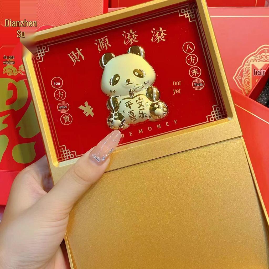 999 Fine Gold Panda Feng Shui Ornament: Peace & Joy Decor Frame Gift Craft Collection