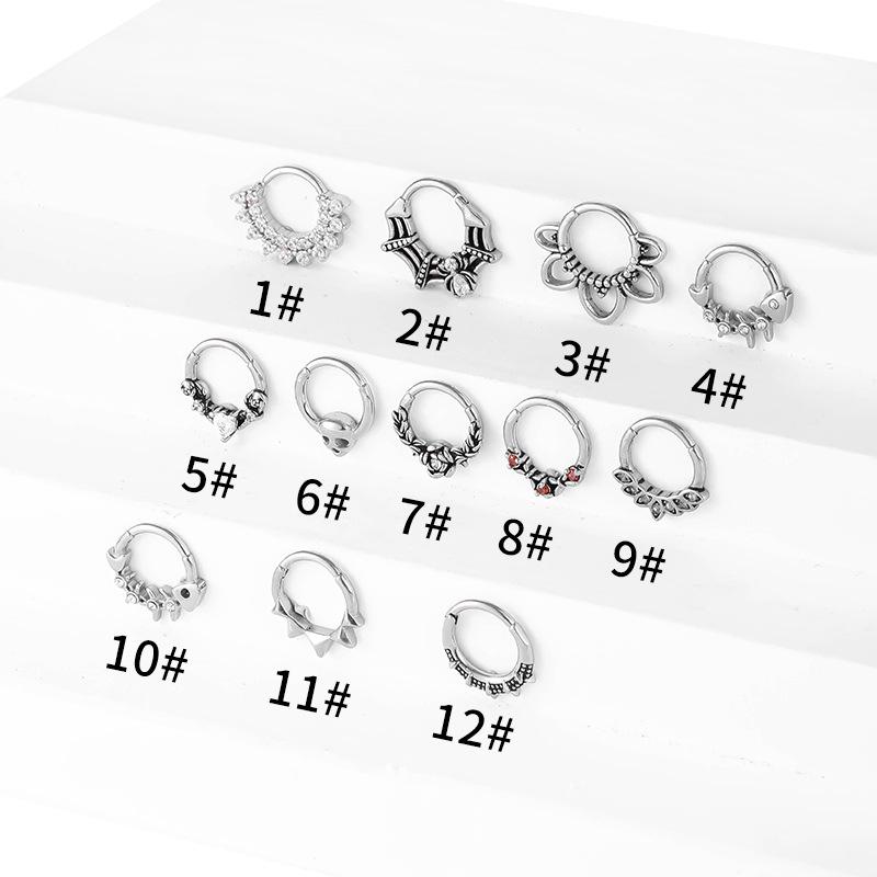 316L Stainless Steel Zircon Flower Web Nose Ring Stud.