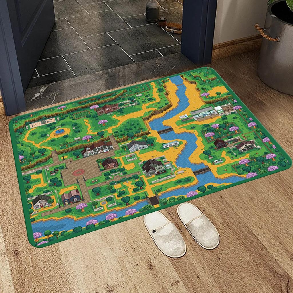 Stardew Valley Fußmatte für Wohnzimmer Sofa Bodenkissen Moderner Weicher Flauschiger Heimteppich für Kinderzimmer Spielteppich