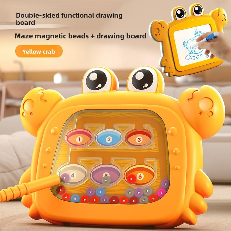 2 In 1 Kids Magnetic Beads Doodle Board with Puzzle Pen Drawing Toys for Children 3-8 Years Montessori Game Education Gift