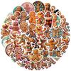 50 Cartoon Gingerbread Man Stickers Guitar Notebook Suitcase DIY Waterproof Stickers