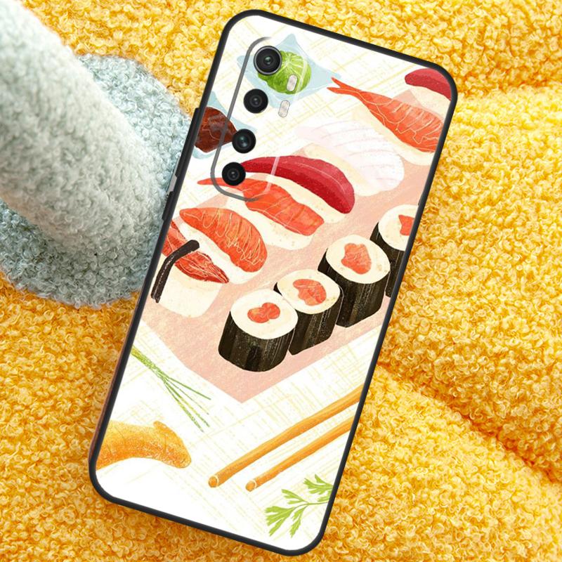 Kawaii Sushi Pattern Case For Xiaomi 17 Pro Max 13 14 15 Ultra 13T 14T 15T Cover For POCO X7 X5 X6 F5 F6 F7 F8 Pro